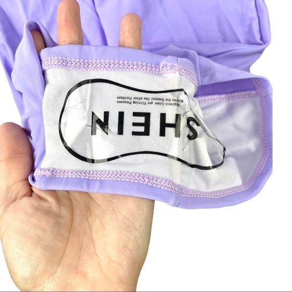 SHEIN Lilac Twist Front Push Up One Piece Ruched Swimsuit Size - Picture 8 of 10